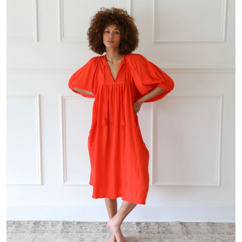 Mille Saffron Dress Poppy Gauze Sz Medium